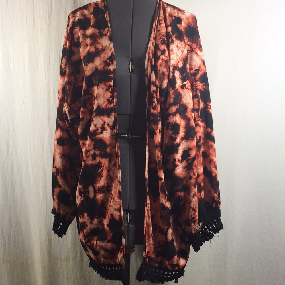 Auditions Open Front Mixed Print Cardigan Size 1xl - image 1
